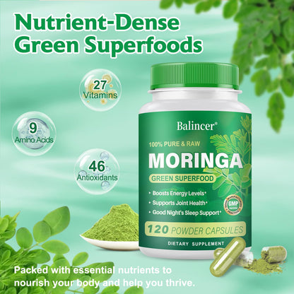 Moringa Powder Capsules – Pure Moringa Leaf, 800mg, 240 Vegan Capsules