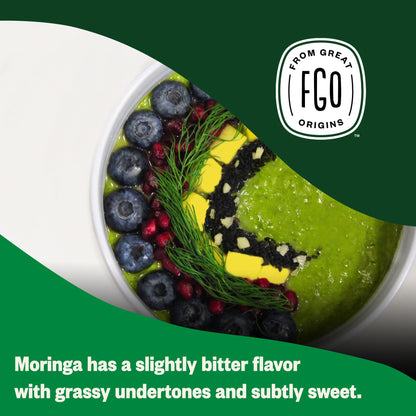 FGO Organic Moringa Leaf Powder - 16oz Resealable Pouch, Non-GMO, India Sourced