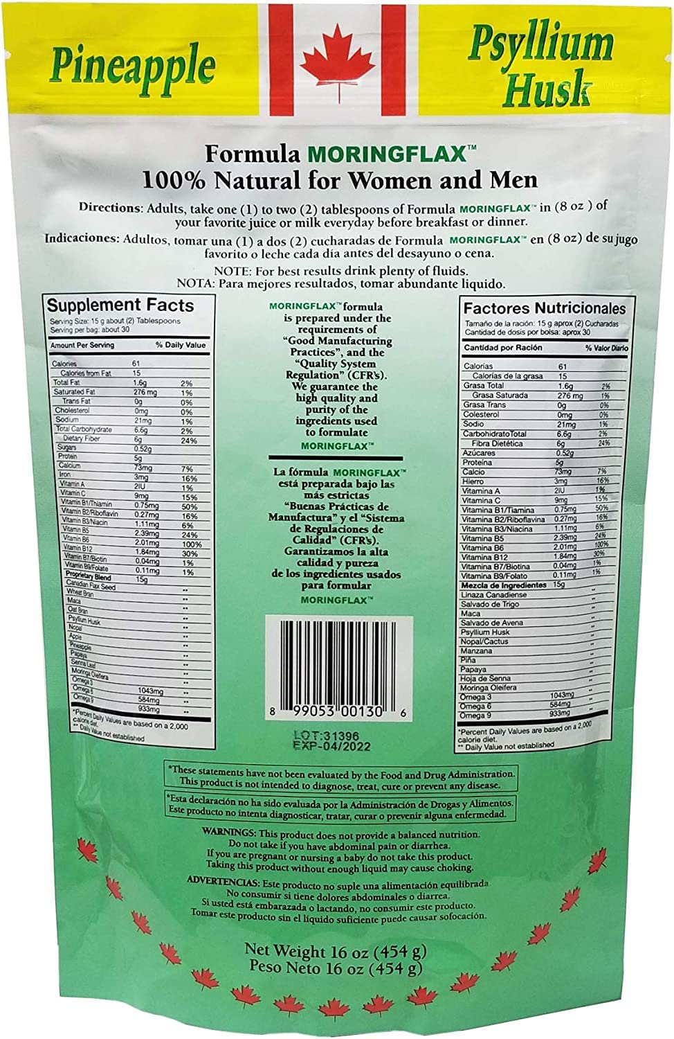 Moringflax Bag Formula – Natural Flax Seed with Garcinia & Moringa (16 oz, 2 Pack)