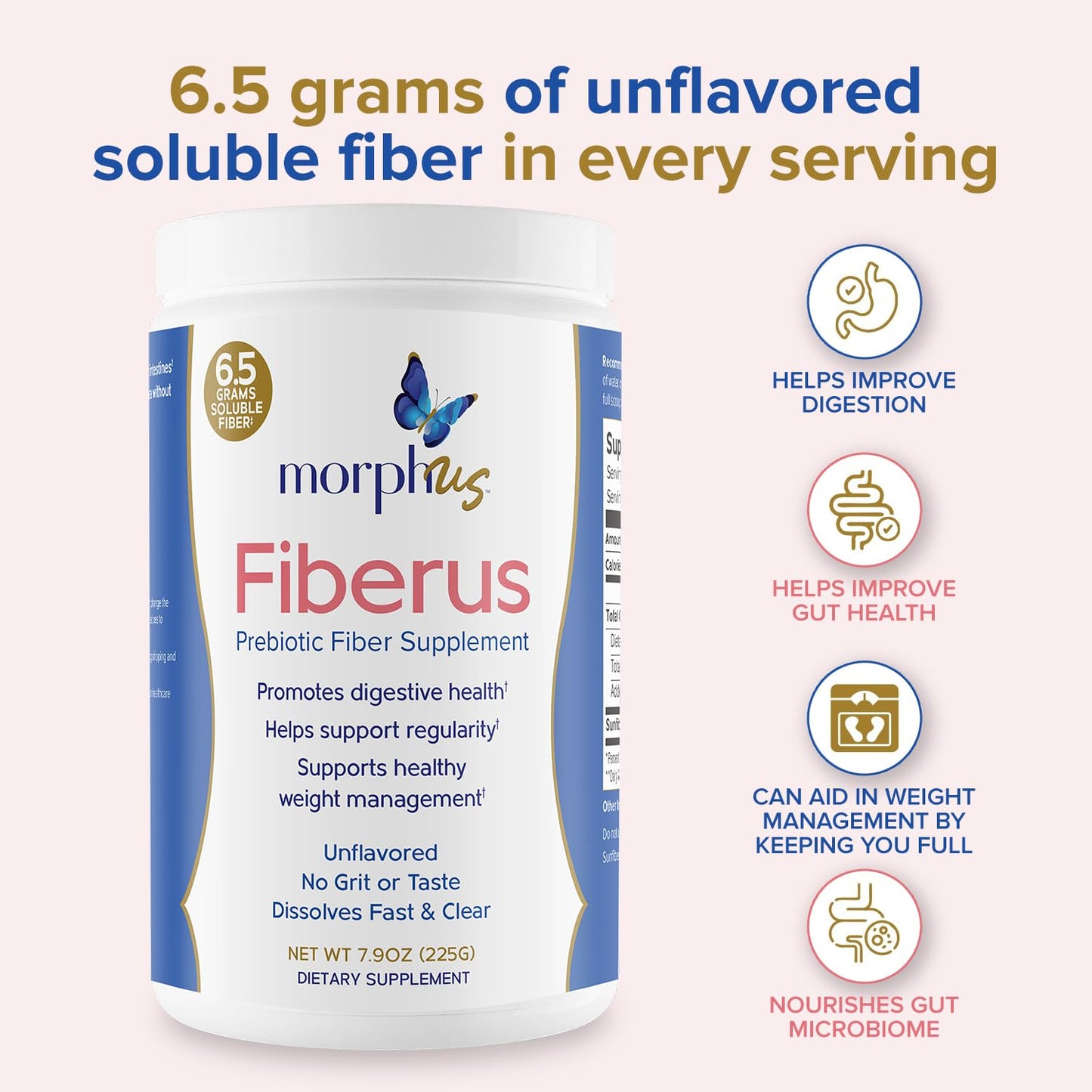 MORPHUS Fiberus Prebiotic Fiber Powder – Flavorless, Women's Gut Health & Regularity