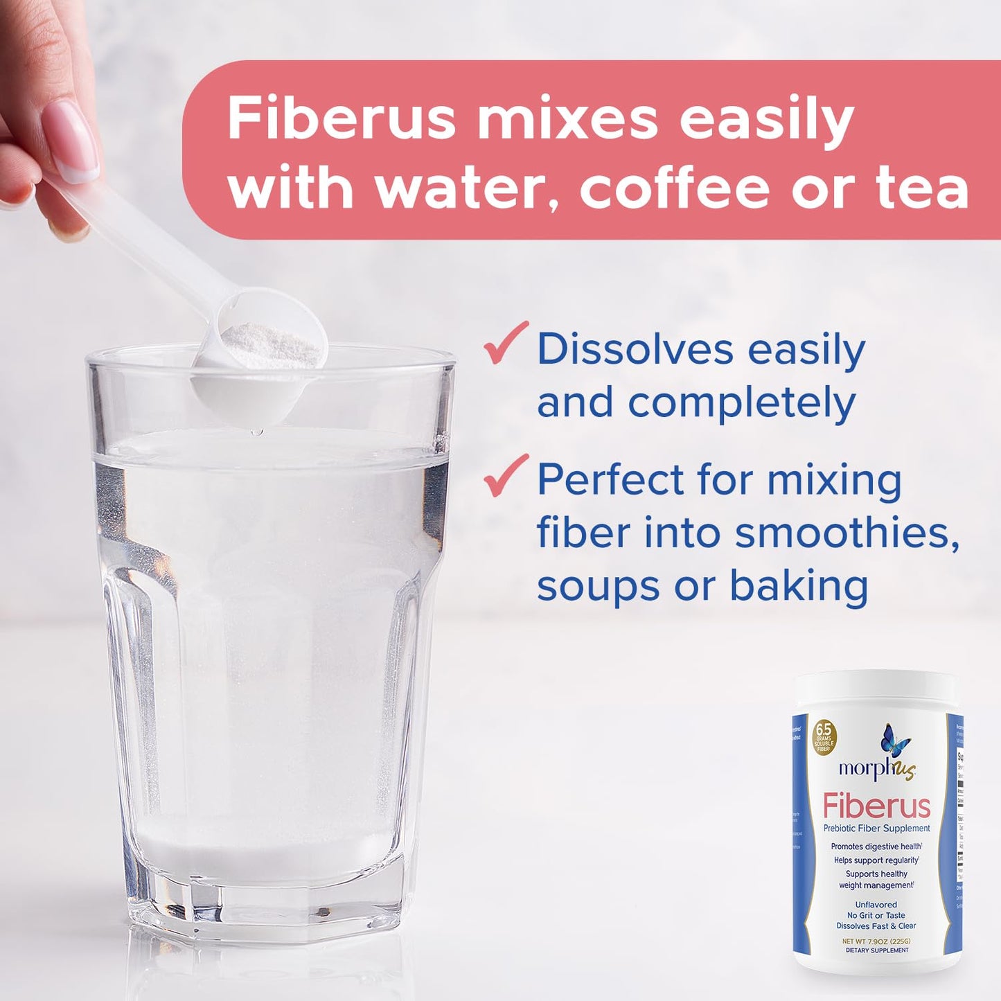 MORPHUS Fiberus Prebiotic Fiber Powder – Flavorless, Women's Gut Health & Regularity