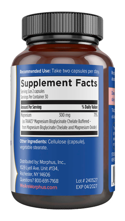 Morphus Magnesium Bisglycinate Chelate 300mg – 60 Capsules | Sleep, De-Stress & Muscle Support