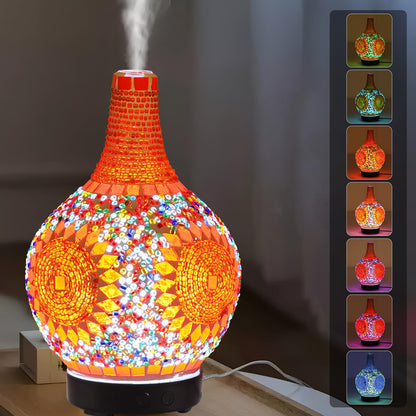 Mosaic Glass Diffuser - Tiffany Style Aromatherapy with 7-Color LED