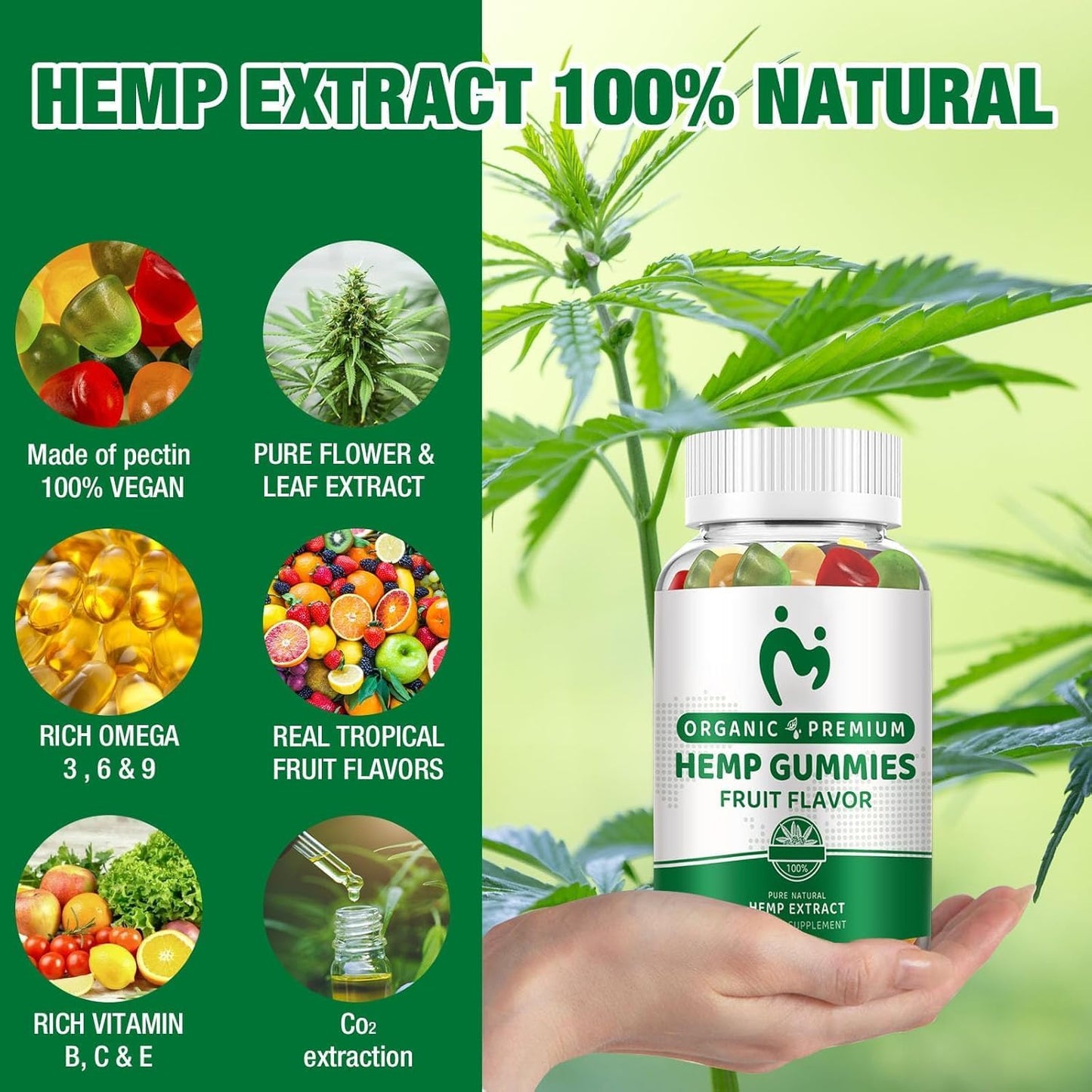 (2 Pack) Hemp Gummies - Pain, Sleep & Anxiety Relief | Organic Hemp Extract