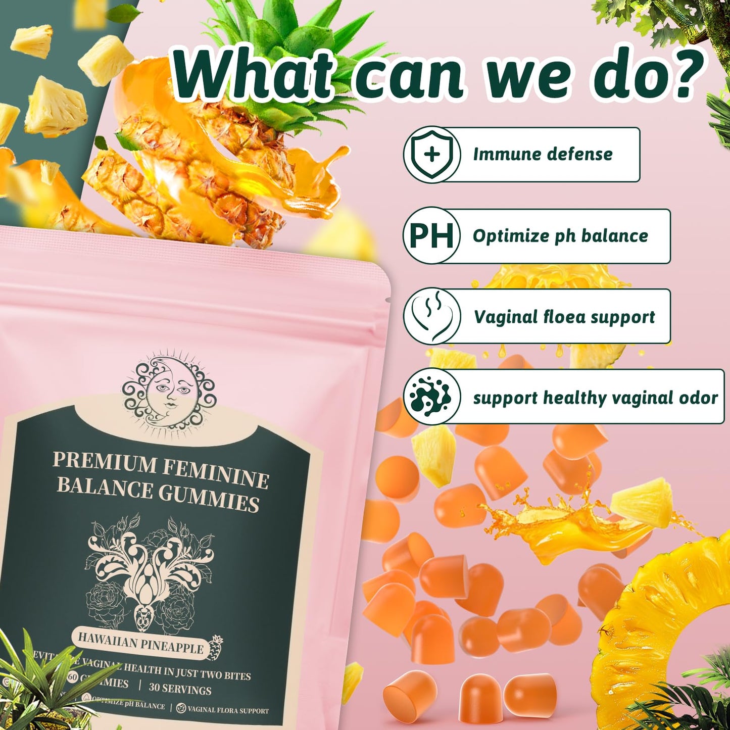 Mosslly Feminine Balance Gummies for Women – Probiotic + Vitamin C