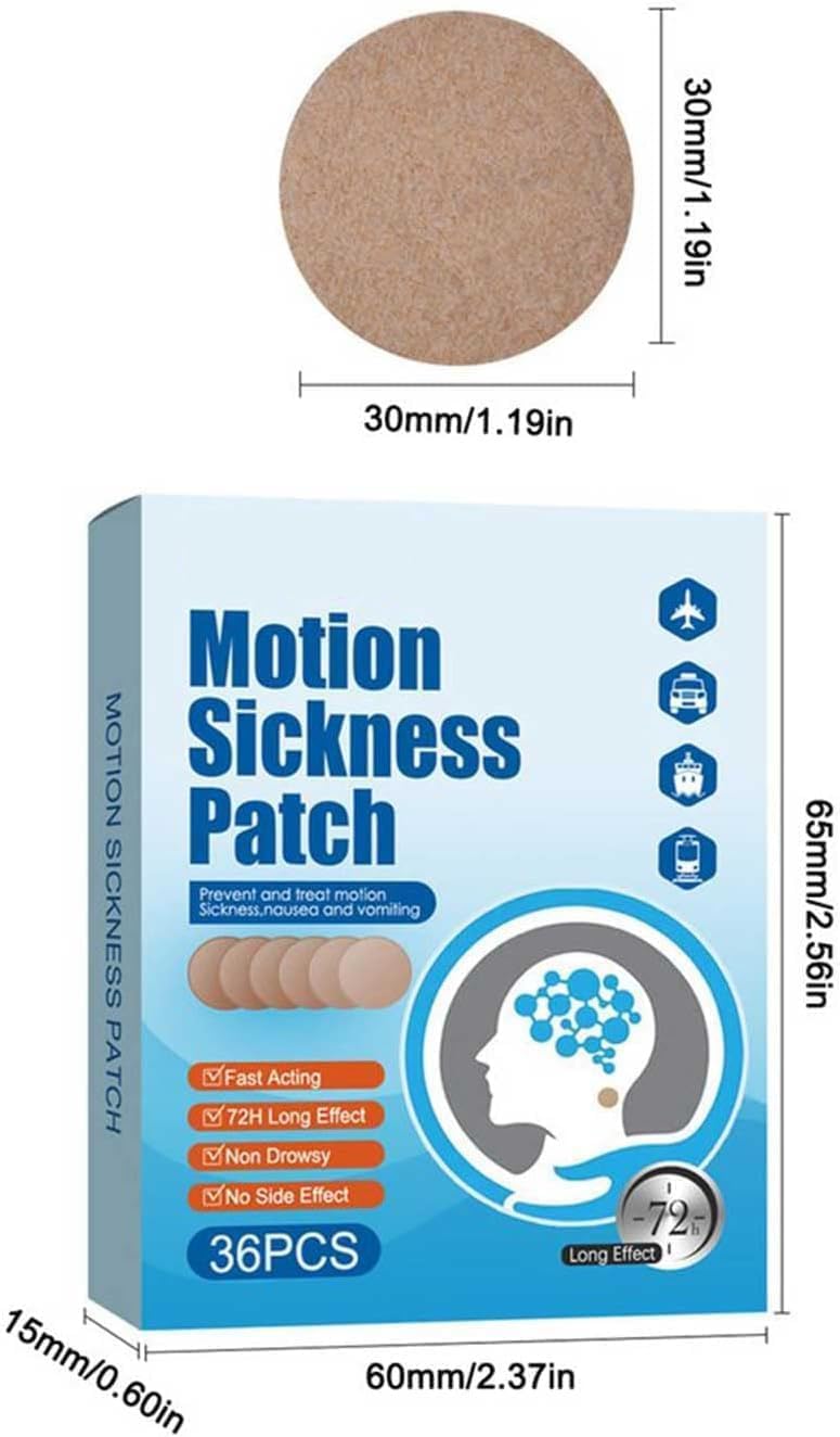 Motion Sickness Patches 36 Count — Non-Drowsy, Fast-Acting Travel Patches