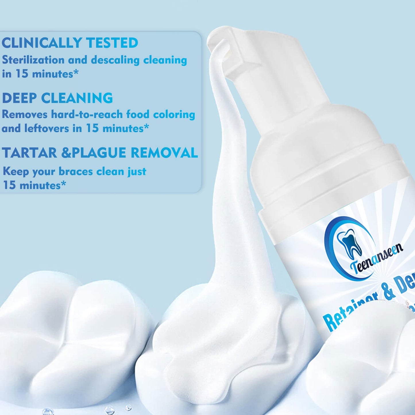 Aligner Cleaner & Denture Cleaner Foam – 2 Pack Whitener for Mouth Guards