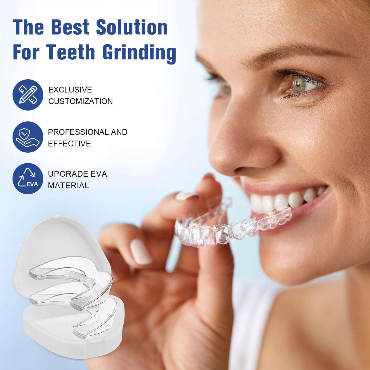 Mouth Guard for Teeth Grinding at Night – EVA Night Guard with 6 Cleaning Tablets