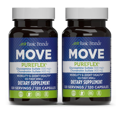 Move Pureflex Glucosamine Chondroitin – Joint Support Supplement (120 Capsules, 2-Pack)