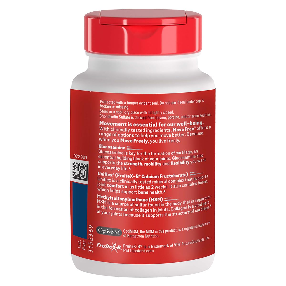 Move Free Advanced Glucosamine Chondroitin MSM Joint Support Supplement – Supports Mobility, Comfort, Strength, Flexibility & Bone (120 Tablets/40 Servings, 2 Pack)
