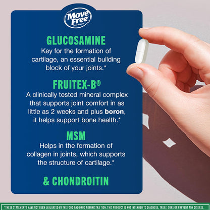 Move Free Advanced Glucosamine Chondroitin MSM Joint Support Supplement – Supports Mobility, Comfort, Strength, Flexibility & Bone (120 Tablets/40 Servings, 2 Pack)