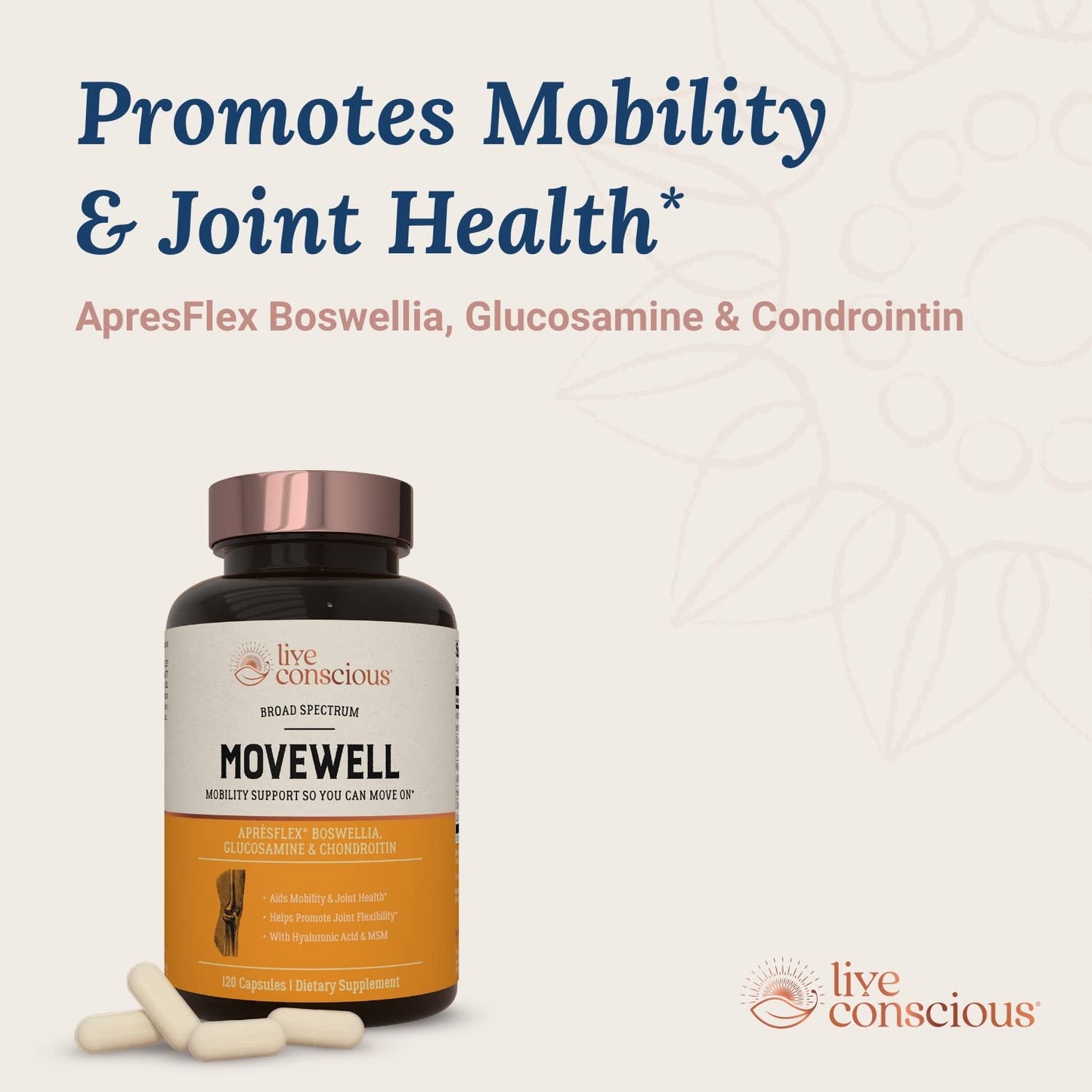 Live Conscious MoveWell Joint Health Supplement — Glucosamine, Chondroitin, MSM, Hyaluronic Acid & More