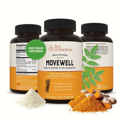 Live Conscious MoveWell Joint Health Supplement — Glucosamine, Chondroitin, MSM, Hyaluronic Acid & More