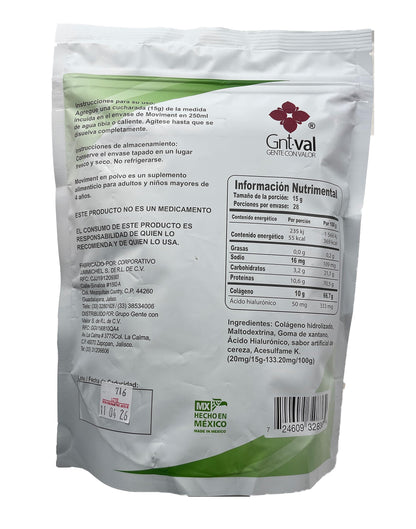 Moviment: Hydrolyzed Collagen + Hyaluronic Acid – Sugar-Free Cherry Flavor