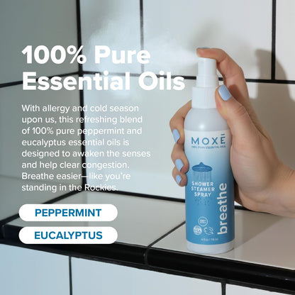 MOXE Breathe Shower Mist – Eucalyptus & Peppermint, 4 oz, USA