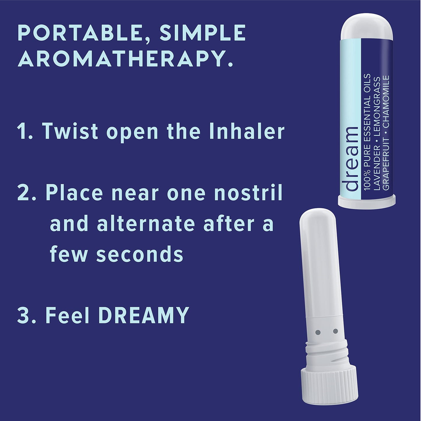 MOXĒ Dream Nasal Inhaler – Calming Essential Oil Blend for Sleep (Lavender, Chamomile, Lemongrass, Grapefruit) – USA Made (3 Pack)