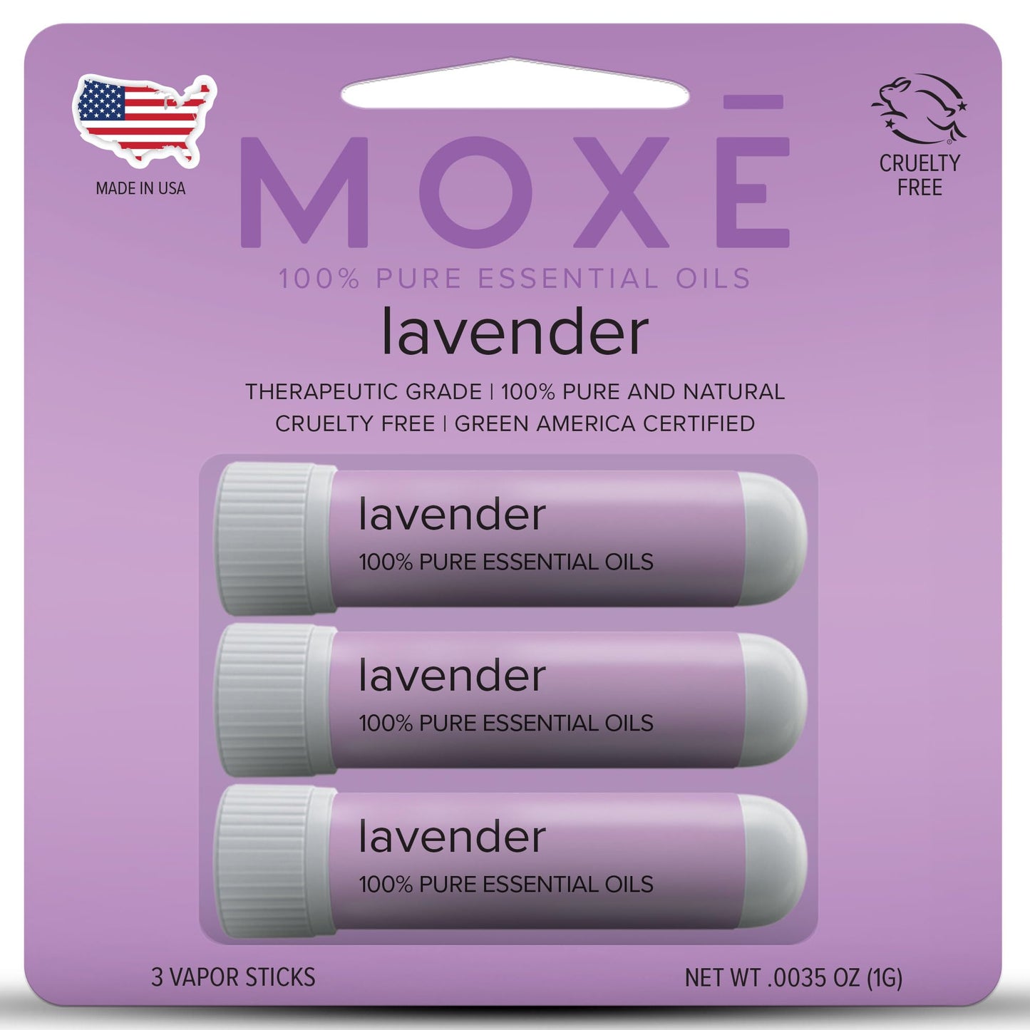 MOXĒ Lavender Essential Oil Inhaler 3 Pack | Pure, No-Mess Aromatherapy