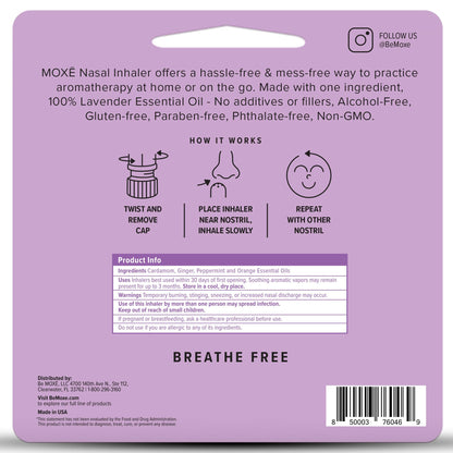MOXĒ Lavender Essential Oil Inhaler 3 Pack | Pure, No-Mess Aromatherapy