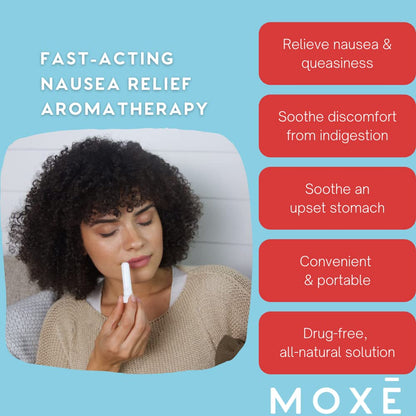 MOXE Nausea Nasal Inhaler Sticks – All-Natural Essential Oil Blend, Portable Aromatherapy, Made in USA (3 Pack)