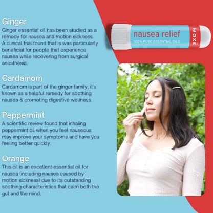 MOXE Nausea Nasal Inhaler Sticks – All-Natural Essential Oil Blend, Portable Aromatherapy, Made in USA (3 Pack)