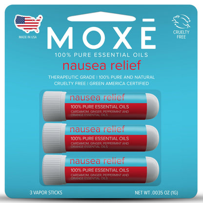 MOXE Nausea Nasal Inhaler Sticks – All-Natural Essential Oil Blend, Portable Aromatherapy, Made in USA (3 Pack)