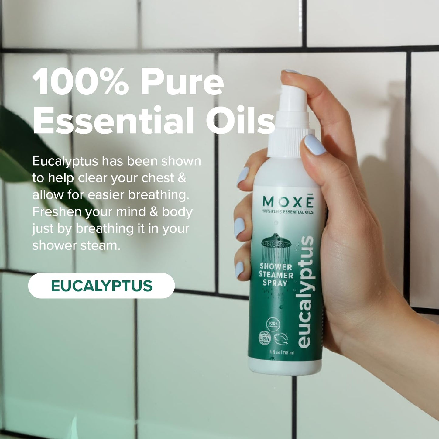 MOXE Shower Mist – Spa Steam Spray with Lavender & Eucalyptus (4 fl oz x 2)