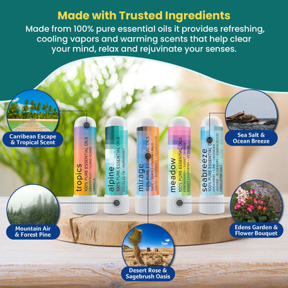 MOXĒ Nature Gift Bundle: 5 Aromatherapy Inhalers with Pure Essential Oils, Made in USA