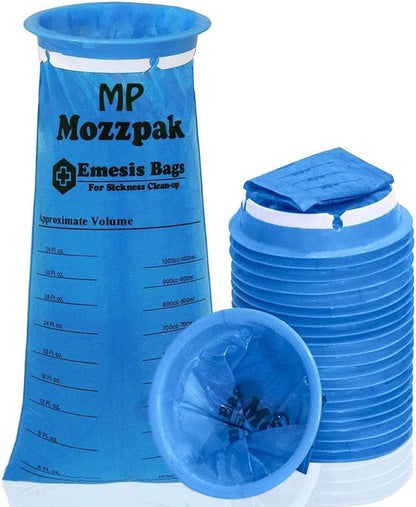 MP Mozzpak Vomit Bags 24-Pack – Leak-Proof 1000ml Emesis Bags for Travel