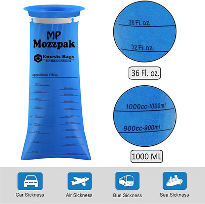 MP Mozzpak Vomit Bags 24-Pack – Leak-Proof 1000ml Emesis Bags for Travel