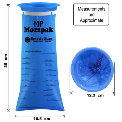 MP MOZZPAK Vomit Bags 200 Pack – 1000ml Emesis Bags, Leak-Proof, Travel-Ready for Car, Plane & Road Trips