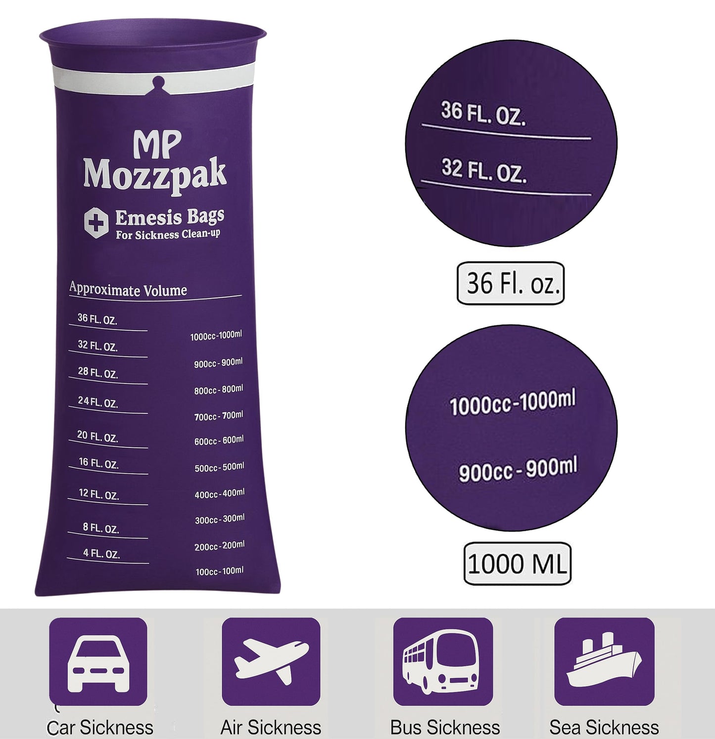 MP Mozzpak Vomit Bags 24-Pack – Medical-Grade, Leak-Proof & Travel-Ready