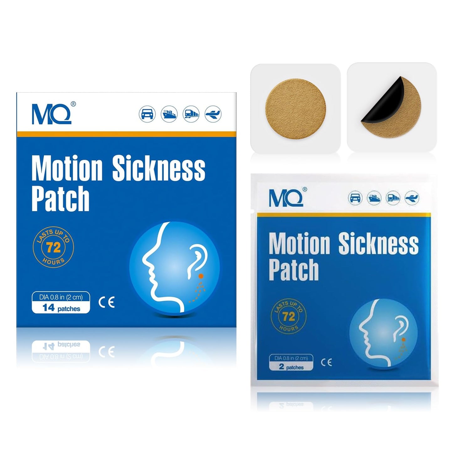 MQ 84ct Motion Sickness Patches - Non Drowsy, Waterproof Behind-Ear Patches for Cruise Travel | Up to 72H