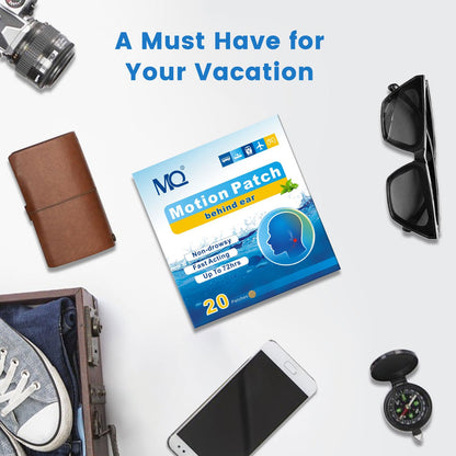 MQ Motion Sickness Patches 20ct – Non-Drowsy, Waterproof, 72H, Medium Color | Travel Essentials