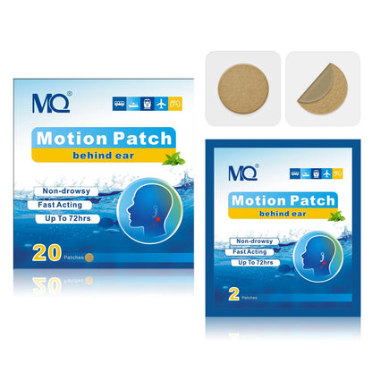 MQ Motion Sickness Patches 20ct – Non-Drowsy, Waterproof, 72H, Medium Color | Travel Essentials