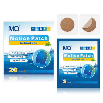 MQ 20ct Motion Sickness Patches – Dark Color, Waterproof, 72H, Travel Essential