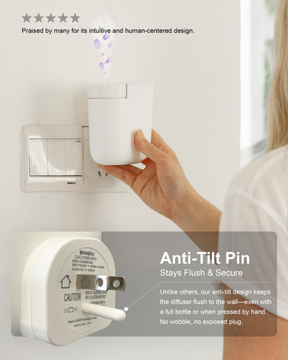 MQLMF Wall Plug-in Diffuser – Waterless, Bluetooth App, 800 Sq Ft, White