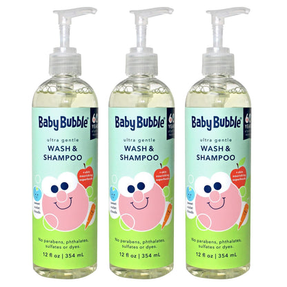 Mr. Bubble Baby Bubble Ultra Gentle Body Wash & Shampoo – Sweet Violet Clouds Scent, 12 oz (Pack of 3)