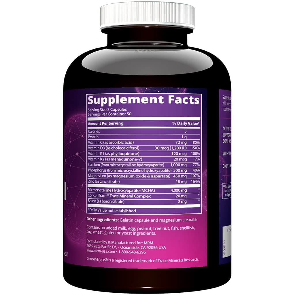 MRM Bone Maximizer III: MCHA + Vitamin D3 & K2 | High-Potency Bone Health | 50 Servings
