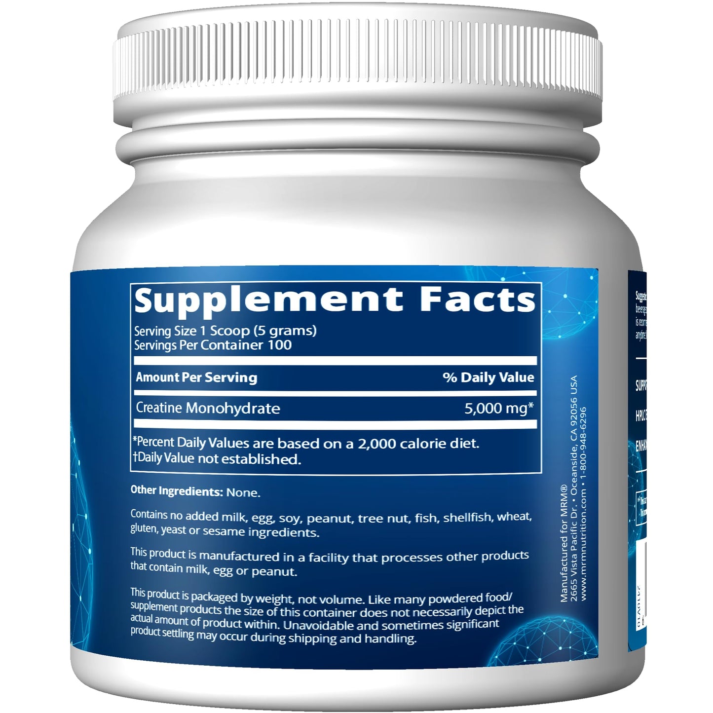 MRM Creatine Monohydrate 500 — 100% Micronized | 100 Servings