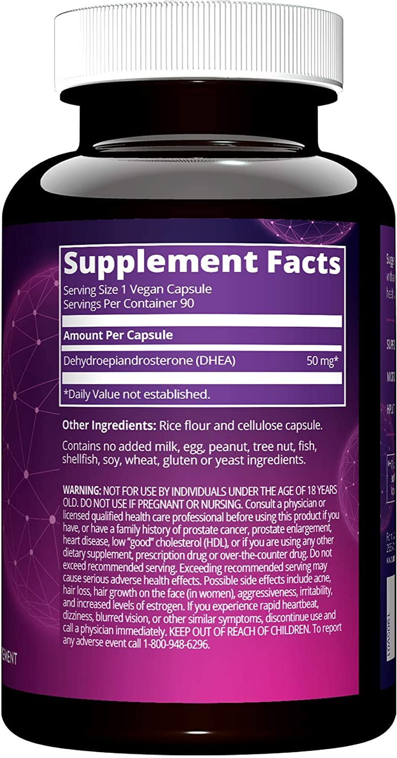 MRM Nutrition DHEA 50mg | Healthy Aging | Micronized for Absorption | Memory + Mood | HPLC Tested for Purity + Potency | Gluten-Free + Vegan + Non GMO | 90 Servings (Pack of 2)