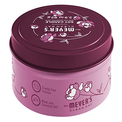 Mrs. Meyer's Clean Day Peony Soy Tin Candle – 12-Hour Burn, 2.9 oz