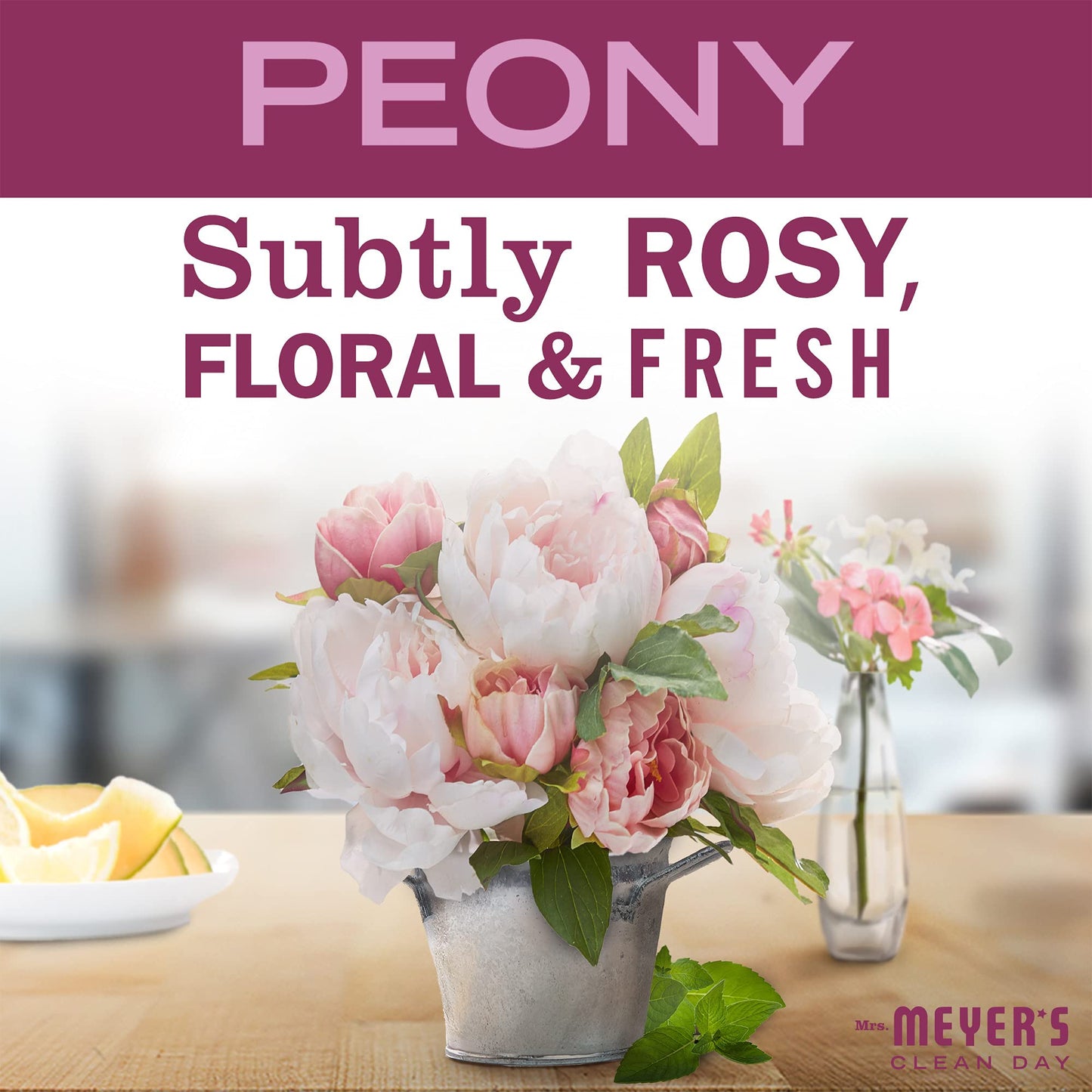 Mrs. Meyer's Clean Day Peony Soy Tin Candle – 12-Hour Burn, 2.9 oz