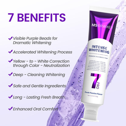 MSDRWIKEY Popping 7-Pro Whitening Toothpaste | Deep Whitening, 7 Probiotics & Fluoride-Free