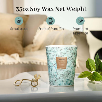 M&SENSE Extra Large 35oz 3-Wick Scented Jar Candle | 150H Burn Time, BambooStream – XL Christmas Gift