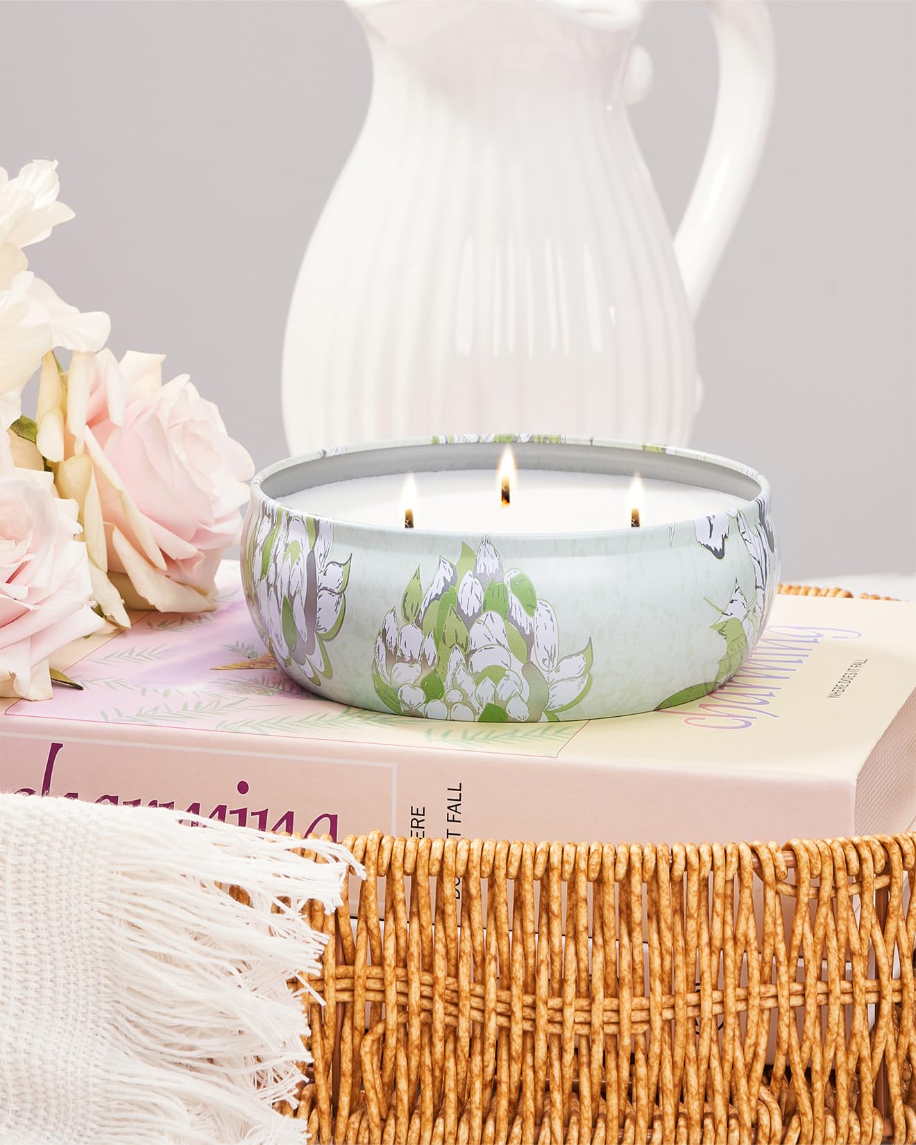 M&SENSE Soothing Eucalyptus 3-Wick Soy Candle - 12oz, 40-50h Burn, Vegan Wax