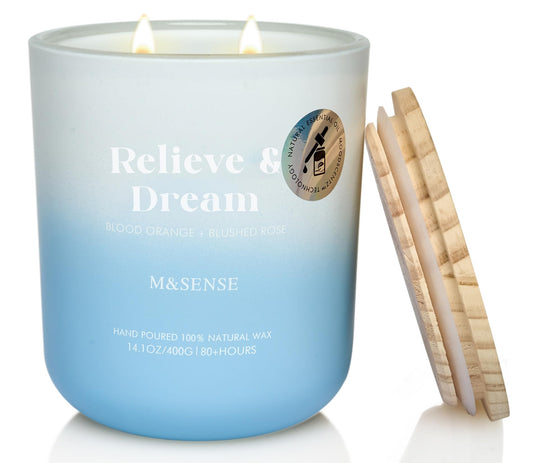 M&SENSE Blood Orange & Blushed Rose Aromatherapy Candle - 80-Hour Burn