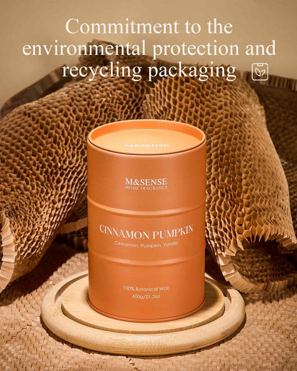 M&SENSE Cinnamon Pumpkin Scented Candle — 21.2oz Natural Soy, 120-Hour Burn