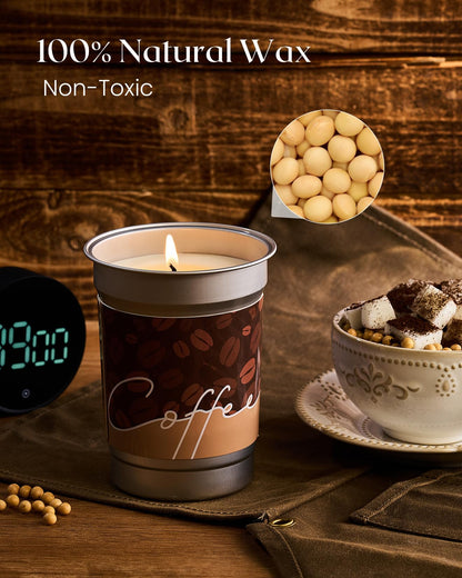 M&SENSE Coffee Candles – Latte Scented, Soy Wax, 16.2oz, 100 Hours Burn