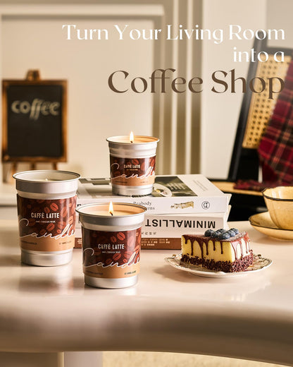 M&SENSE Coffee Candles Latte Scented 12.3oz Soy Wax – 75 Hours Burn