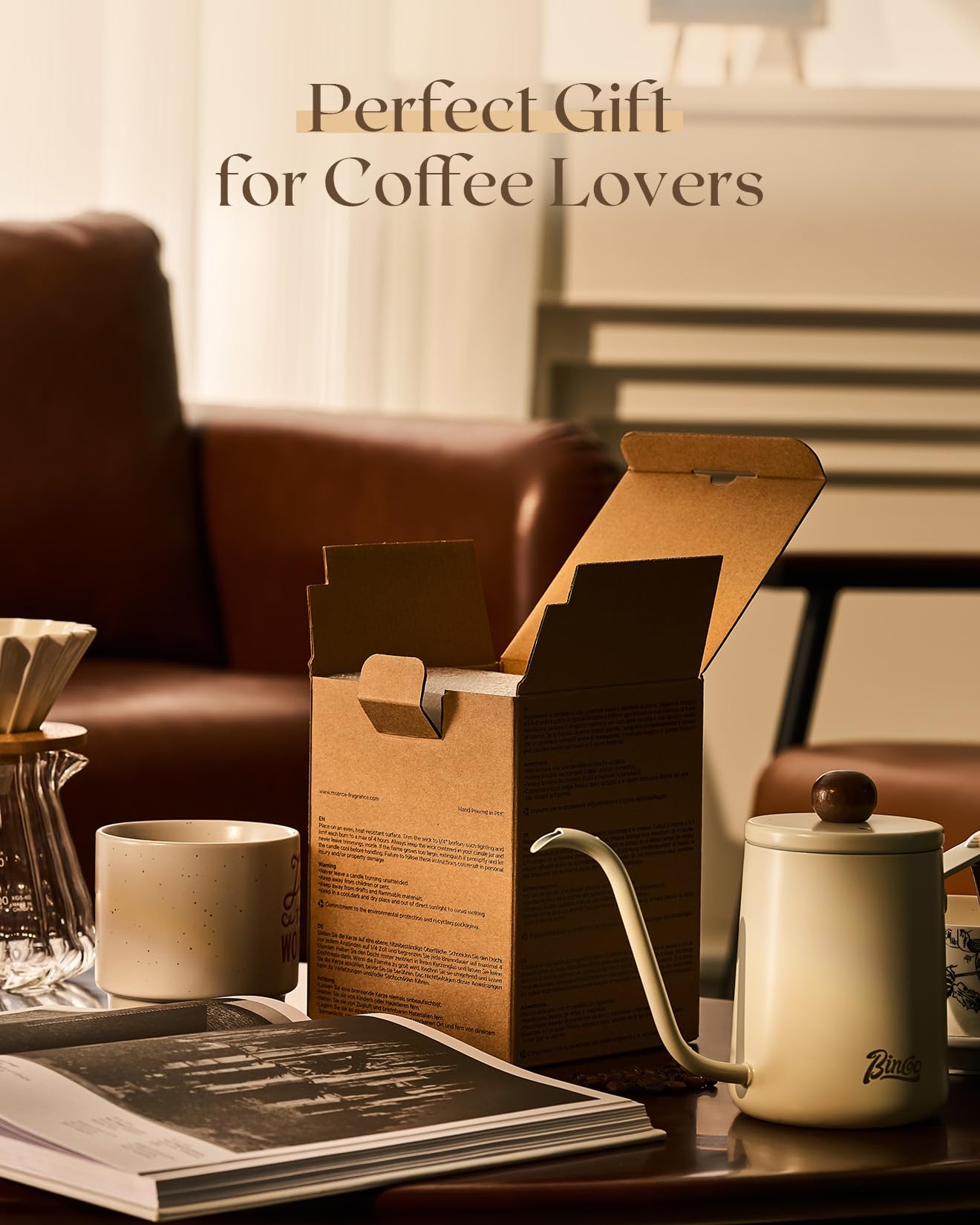 M&SENSE Coffee Candles Latte Scented 12.3oz Soy Wax – 75 Hours Burn